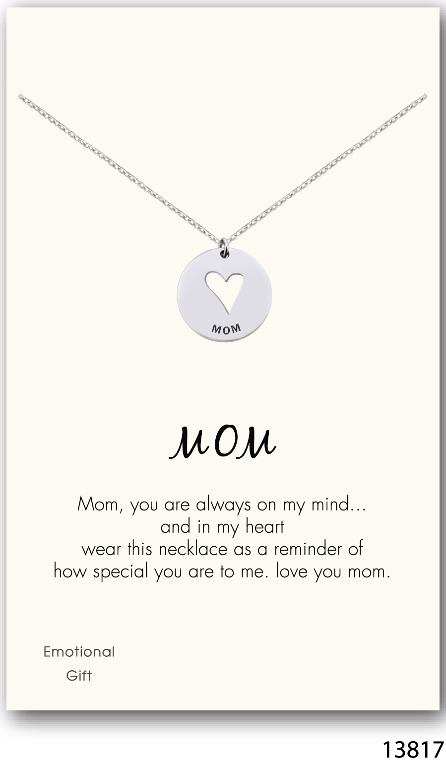 Love you mom silver pendant